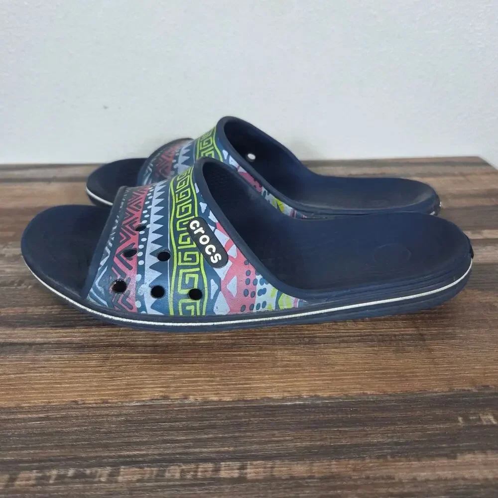 Crocs Youth Printed Open Toe Slide Sandals Boy 4 Girl 6